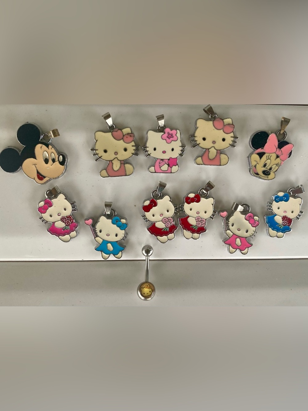 12 piece Mickey, Minnie, Hello Kitty Charms